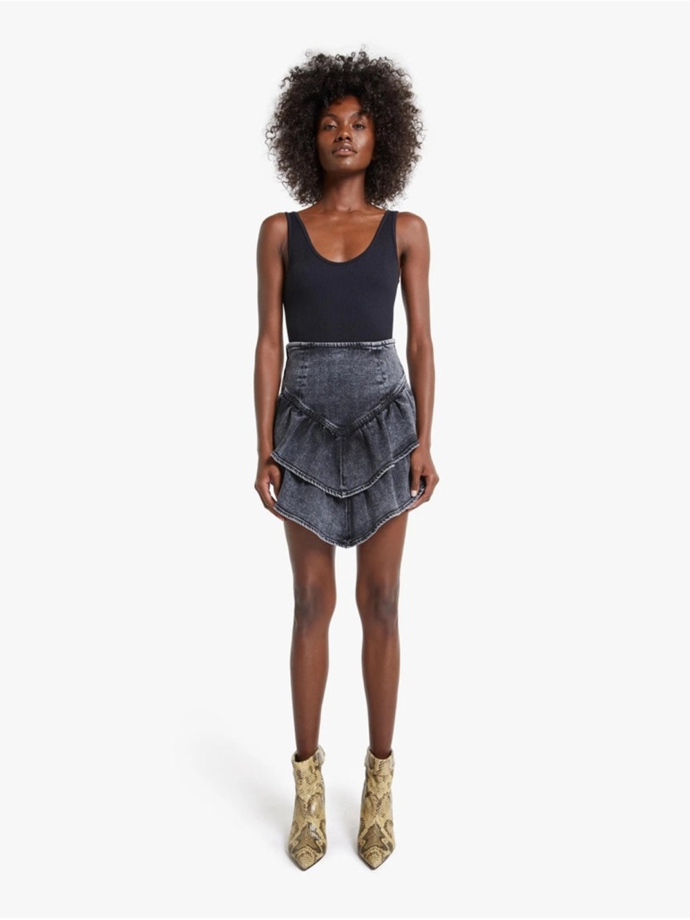 MOTHER The Ruffle Mini Skirt in Train Stops Size 24